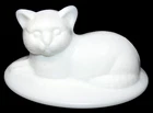 Vintage WESTMORELAND White Milk Glass Cat in Basket Covered Dish LID ONLY, EPOC