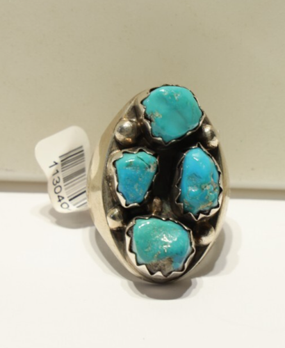 Vintage Sterling Native American Turquoise Ring Size 10 1/2 31.3 Grams