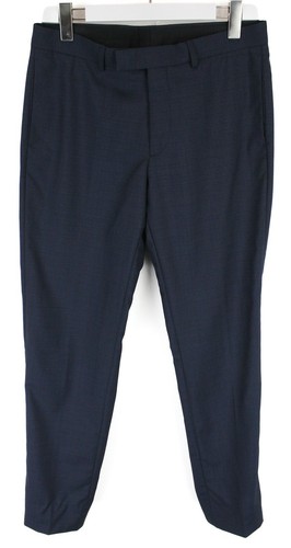 Sandro, SANDRO Trousers Men's EU 38 Wool Patterned Pleated Zip Fly Blue