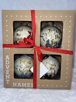 Ever Thine Home ADVENT NAMES 2016 Large Christmas 4 Ornaments Boxed