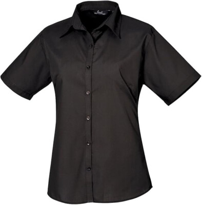 2x Mädchen Schulhemd Bluse Slim Fit Oberteil Uniform SCHWARZ Kurzarm formell