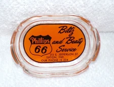 Vtg. NOS Phillips 66 Advertising Collectible Ashtray Gas Station Tipton Indiana