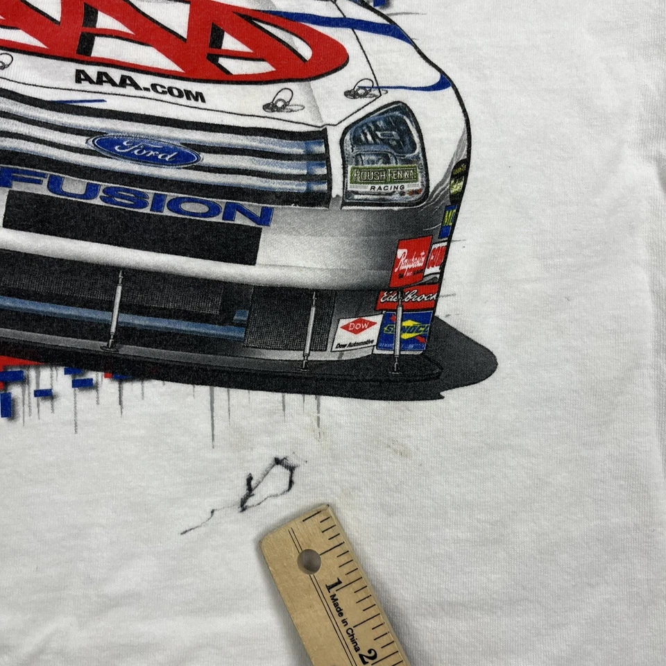 Vintage David Ragan NASCAR Shirt Mens Large White AAA Racing Roush Fenway Chase - Image 3 of 4