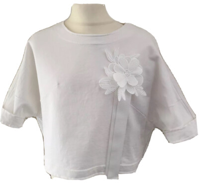 Patrizia Pepe Shirt White Floral 140 / 146 M Top Pullover Sweatshirt Like NEW