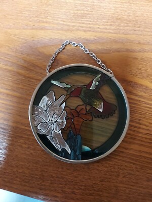 AMIA hummingbird SUNCATCHER 3-1/2'' w/chain HAND PAINTED