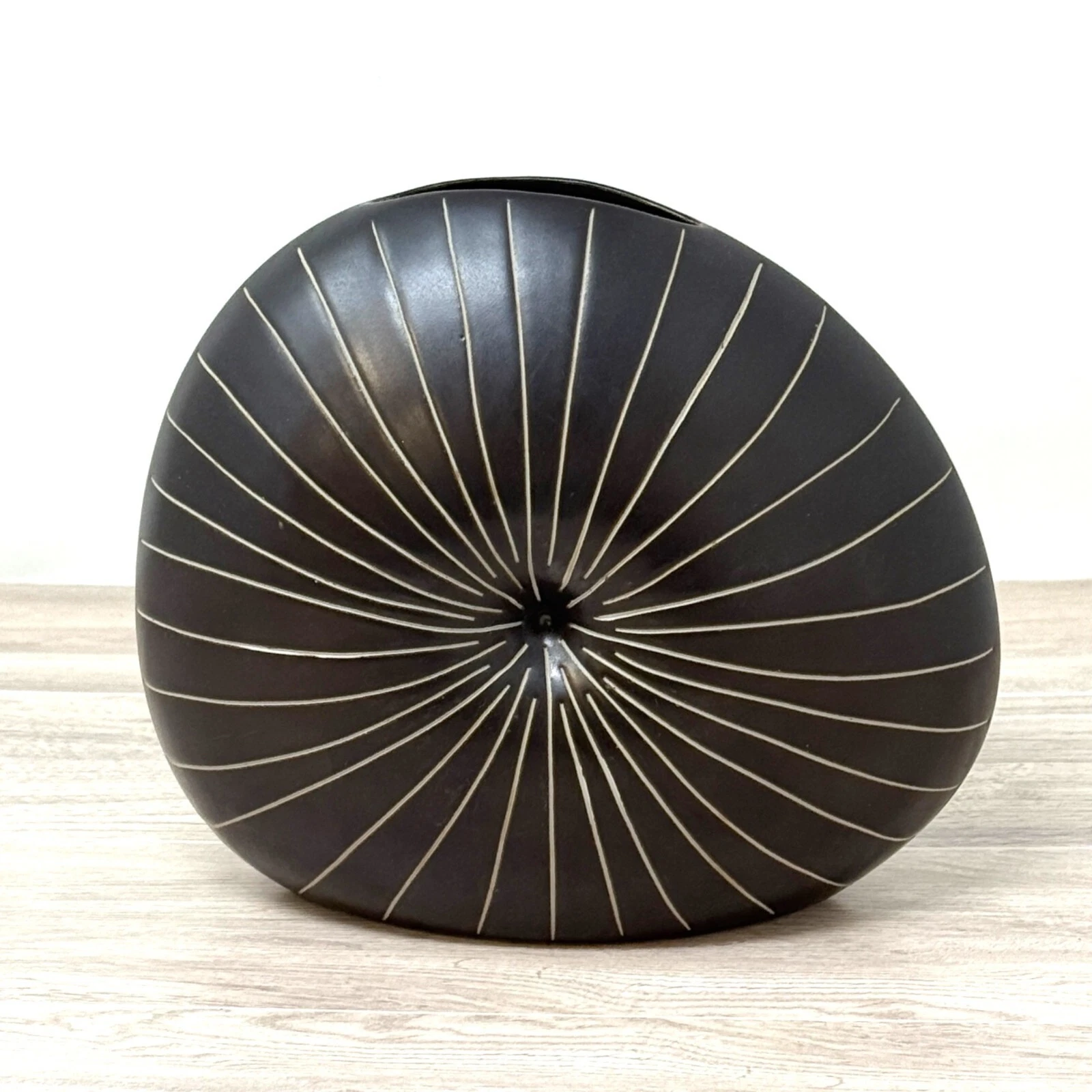 7-Inch Modern Dark Brown & Cream Ceramic Vase w Textured Spiral Design East Of E