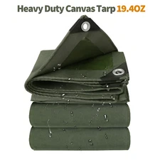 19.4Oz Multi Purpose Canvas Tarp 35 Mil Cover Tent Shelter RV Camping Tarp 6x9ft