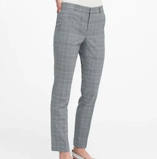 Banana Republic HOL 19 Wool Blend Ryan Lilian Blue Plaid Dress Pants Sz 2