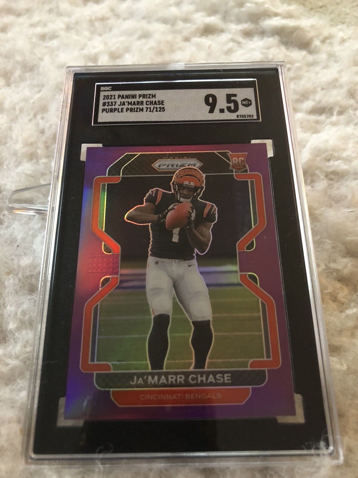 2021 Panini Prizm Ja’Marr Chase RC Purple 71/125 SGC 9.5 GEM Mint + Bengals 💎💎