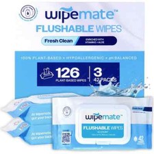 3-Packs ULTRA Flushable Butt Wipes, Vit. E  Aloe Unscented Super Soft 42 Pulls