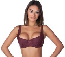 Alegro Floral Jewel Lace Overlay Underwire Balconette Bra 9001A BURGUNDY