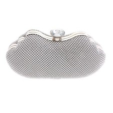 New Silver Metal Rhinestone Clutch Evening Bag TLX148-SIL
