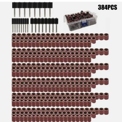 DAYDAYUP-UK 384Pcs Sander Sanding Band Sleeve Drum Rubber Mandrel Set for Dremel Rotary Tool
