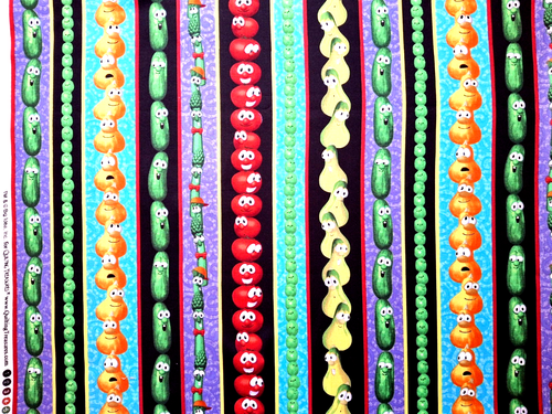 Quilting Treasures Veggie Tales BIG IDEA Charachters in a stripe 1 yard