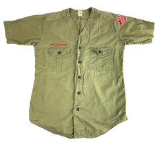 Vintage Boy Scouts of America Shirt Sanforized Marion Ohio Patches Large