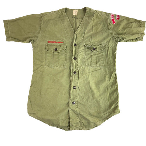 Vintage Boy Scouts of America Shirt Sanforized Marion Ohio Patches Large
