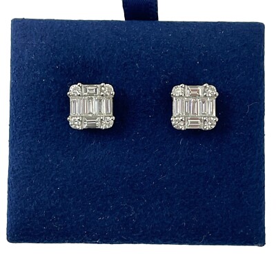 Natürliche Baguettes Diamant Illusion Ohrringe 1,51 Karat 18kt Weißgold