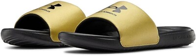 New Under Armour Ansa Fixed Strap Slide Athletic Sandals Mens Sz 8 Gold Slip On