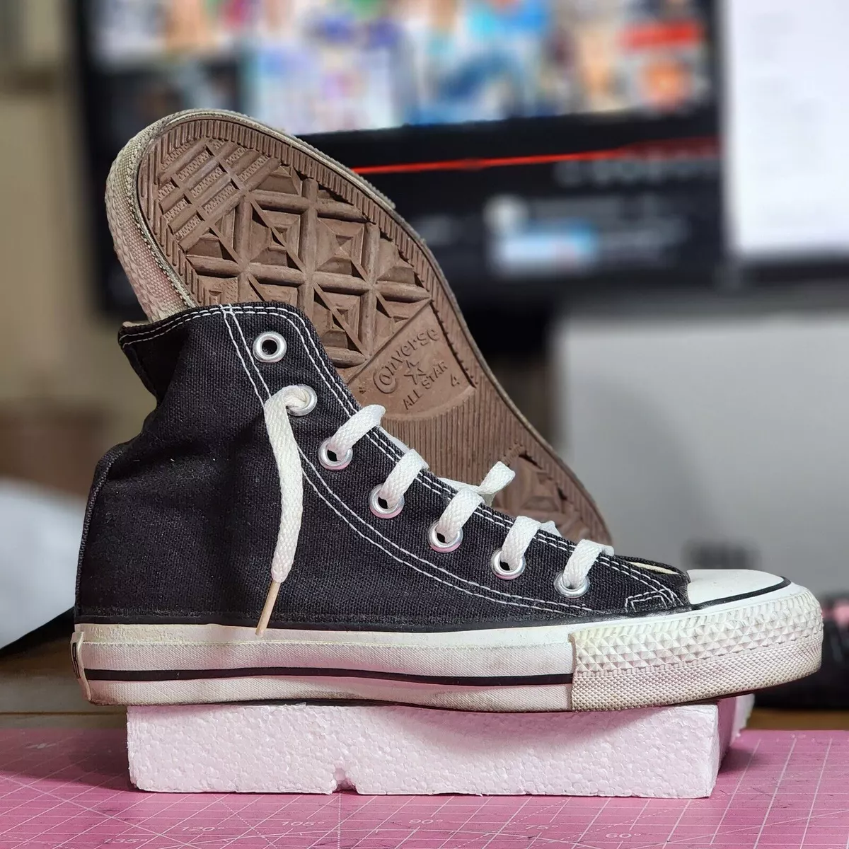 Used black cheap high top converse