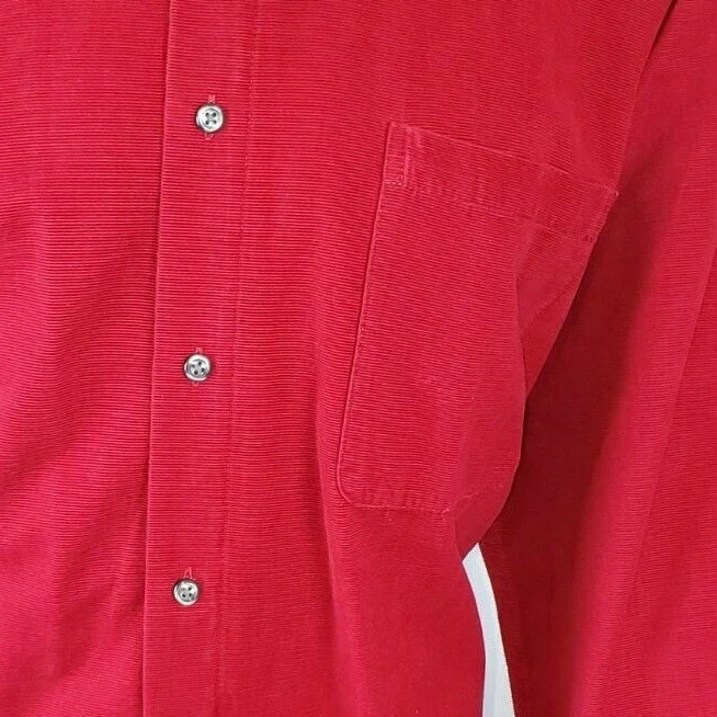 Long Sleeve Corduroy Button Down Red Shirt. Men's XL. Club Room Charter Club. - Image 3 of 4