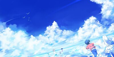 Anime sky clouds water birds ano hi mita hana no  Custom Playmat Mat Pad