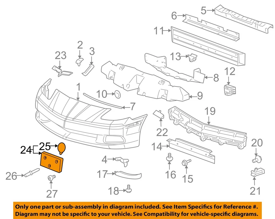 SUPORTE DE MONTAGEM DE PLACA FRONTAL CHEVY CORVETTE 2005-2013 NOVO FABRICANTE DE EQUIPAMENTO ORIGINAL 15236173 - Imagem 2 de 3