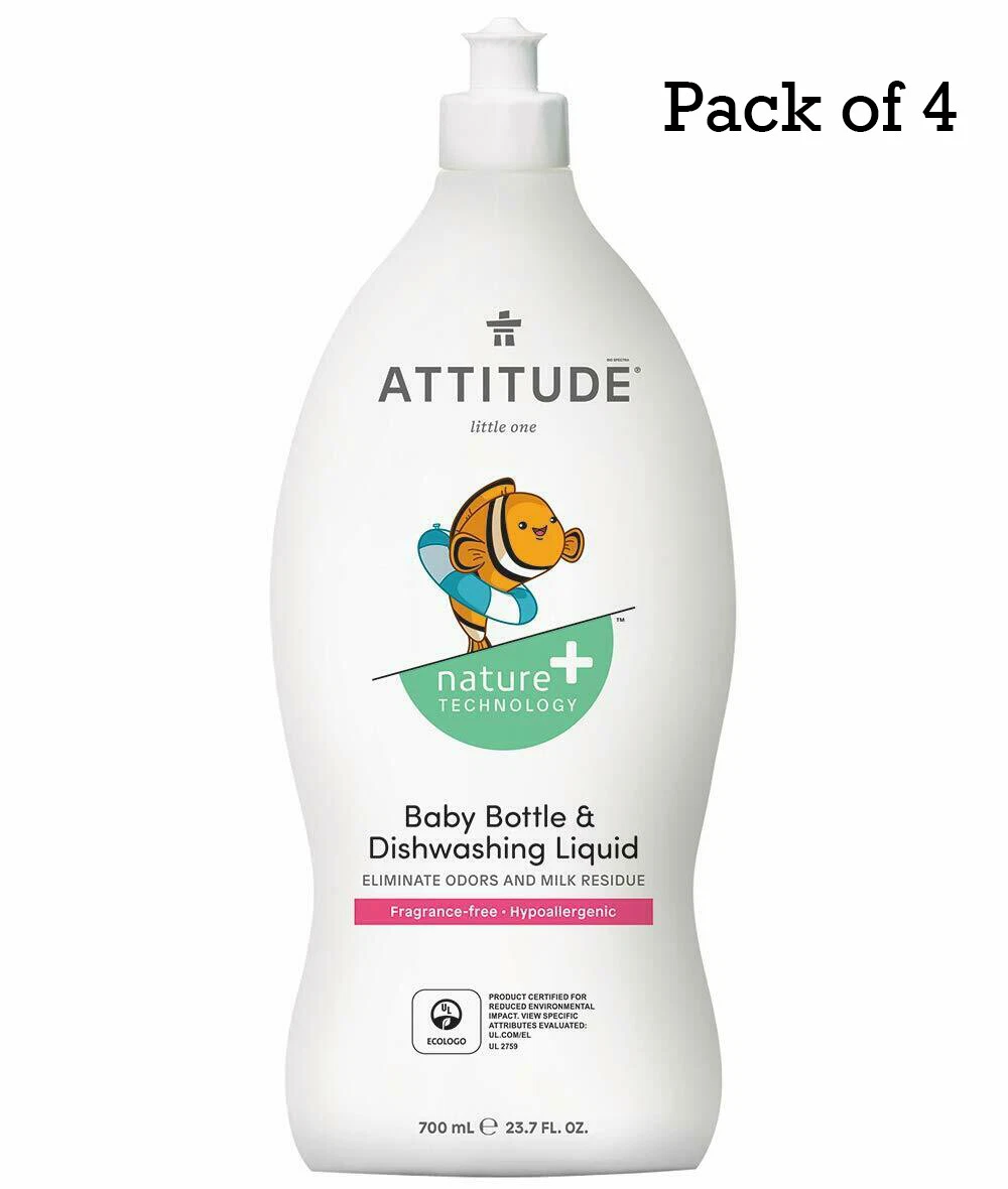 ATTITUDE Baby Dish Soap / Non-toxic / Fragrance-Free, 23.7 Oz