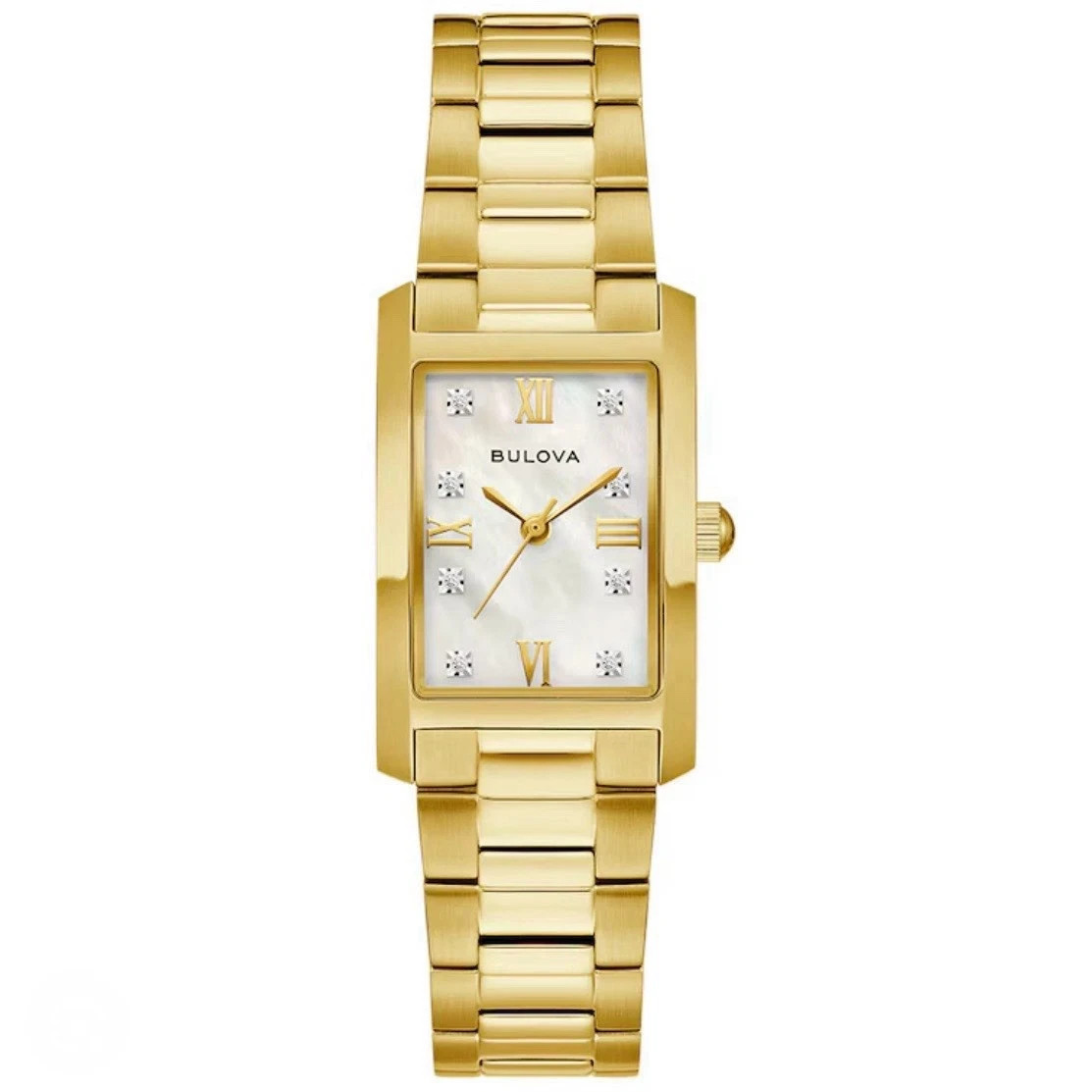 Bulova 97P181 Ladies MOP Diamond Dial Gold Stainless Classic Tank