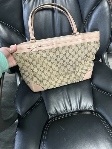 Gucci Mayfair ToteBag borsa a tracolla borsa a mano tela pelle beige x rosa USATA