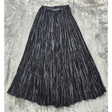 Vintage Karen Kane Skirt Womens L Black Velvet Pleated Pull On Maxi Goth Y2K