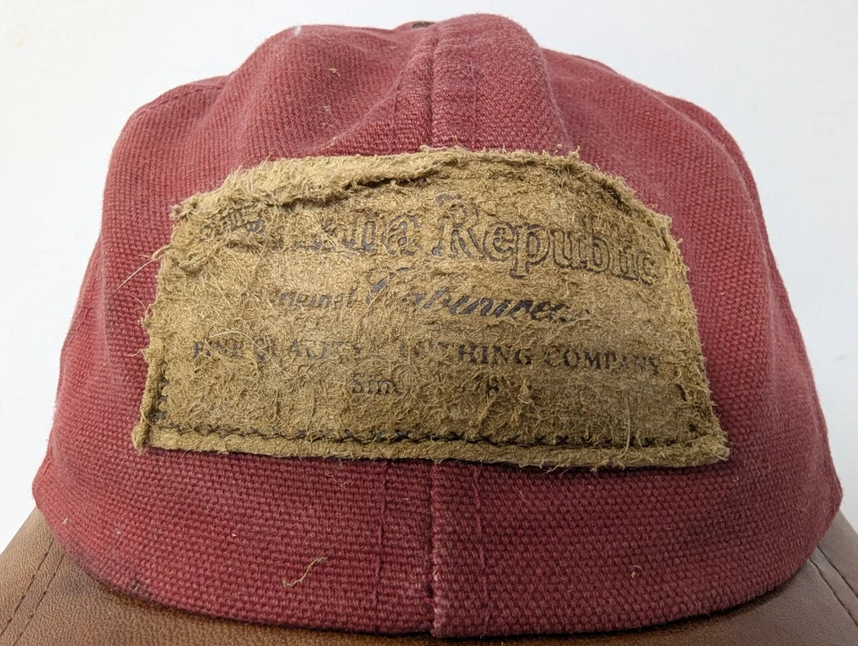 Vintage Banana Republic Hat Cap Strap Back Mens Small Medium Leather Patch 80s - Image 2 of 4