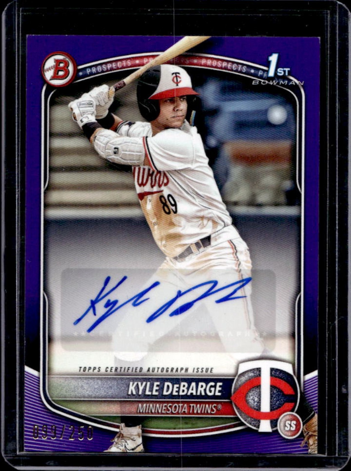 2025 Bowman Kyle DeBarge Auto Purple Border 1st Prospect #/250 Twins
