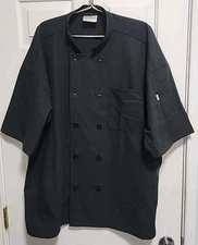Uncommon Threads Chef Coat Jacket ~ Black Long Sleeve ~ Double Breasted ~ 3XL