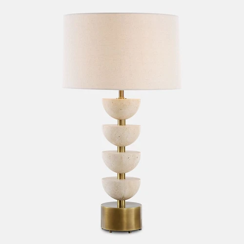 Uttermost Hemisphere 1 Light Travertine Table Lamp, Brass - 30517 - Picture 1 of 1