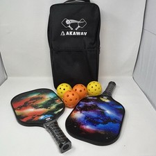 AKAWAV Pickleball Paddle Set   2 Paddles, 4 Balls, Carry Bag   USA Approved