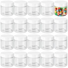 20 Pcs 2 Oz Clear Cosmetic Container with White Lids,Travel Storage Clear Empty