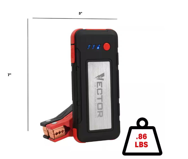 Vector SS16LV 1600 Peak Amp Automotive Lithium Jump Starter, Portable ...