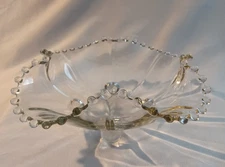 Imperial Glass Candlewick Serving Bowl Fruit Wave Footed Balls Clear 8.75"