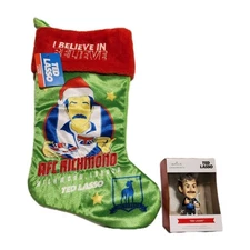 20 Inch Ruz Ted Lasso AFC Richmond Christmas Stocking & Hallmark Ornament Lot