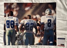 TROY AIKMAN EMMITT SMITH MICHAEL IRVIN SIGNED COWBOYS TRIPLETS 16x20 PHOTO PSA
