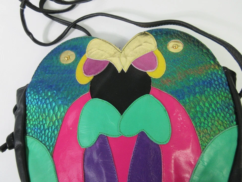 Vintage Beverly Feldman Lovebird Parrot Bag - Shoulder Crossbody Bag Glitter - Image 4 of 4