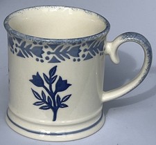 Moorland Pottery Chelsea Works Burslem England Mug Blue @ White 