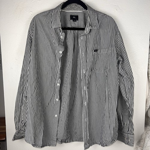 Obey schwarz-weiß gestreiftes Hemd mit Knopfleiste Größe Large