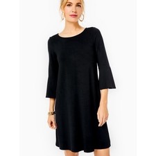 Lilly Pulitzer Sz XL Black Ophelia Swing Dress Flutter Sleeve A-Line Jersey Mini
