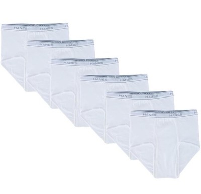 Hanes Men's Moisture-wicking White Cotton Briefs 6-pack Size M Without Tags