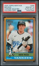 2025 Topps Heritage Chrome Gold Refractor Ben Rice Auto RC 8/50 New York Yankees