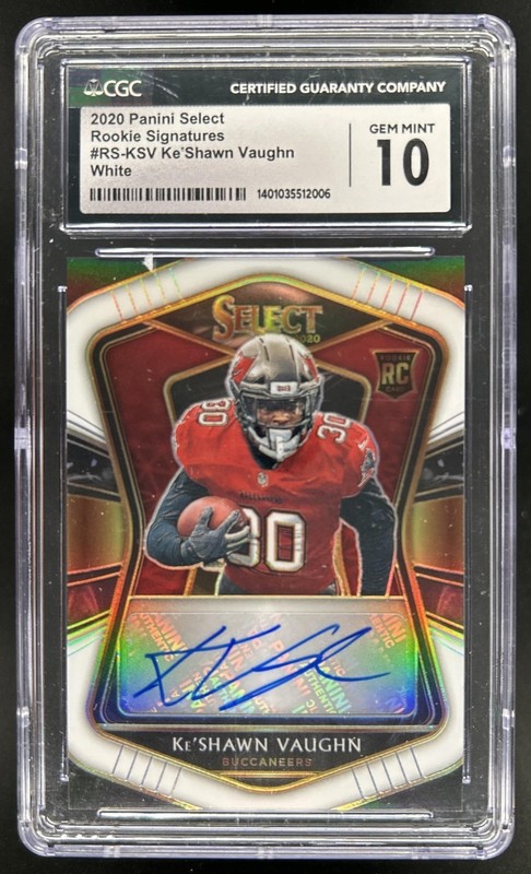 2020 Panini Select Ke'Shawn Vaughn Rookie RC White Prizm Auto #/35 CGC 10