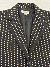 Talbots Fitted Polka Dot Blazer Black White Womens 12 Office Career Preppy