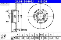 Ate 24.0115-0105.1 Bremsscheibe FüR Audi