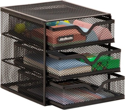 Mind Reader Network Collection, 3-Drawer Accessory Storage, Desk Supplies, Memo